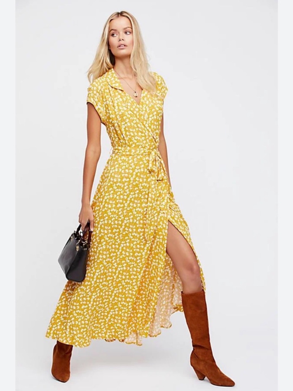 Free People Yellow Printed Maxi Dress